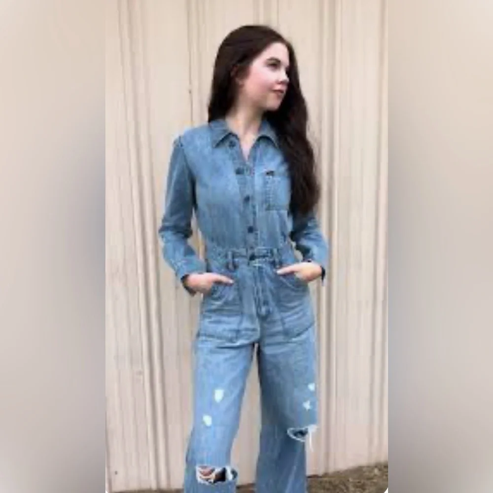 Lee Union-Alls Distressed Denim Jumpsuit NWT - Picture 3 of 6